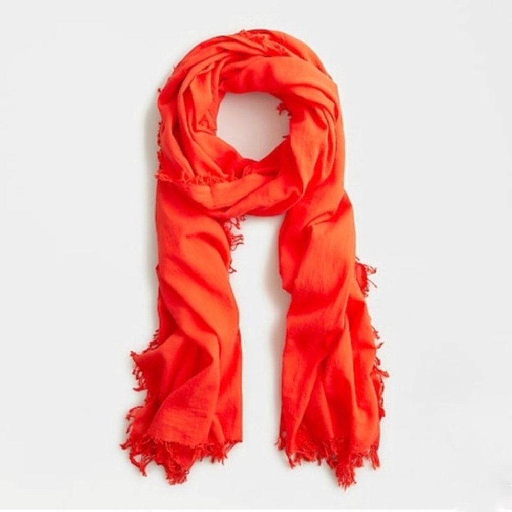 NWT J. Crew Eyelash Fringe‎ Organic Cotton Scarf